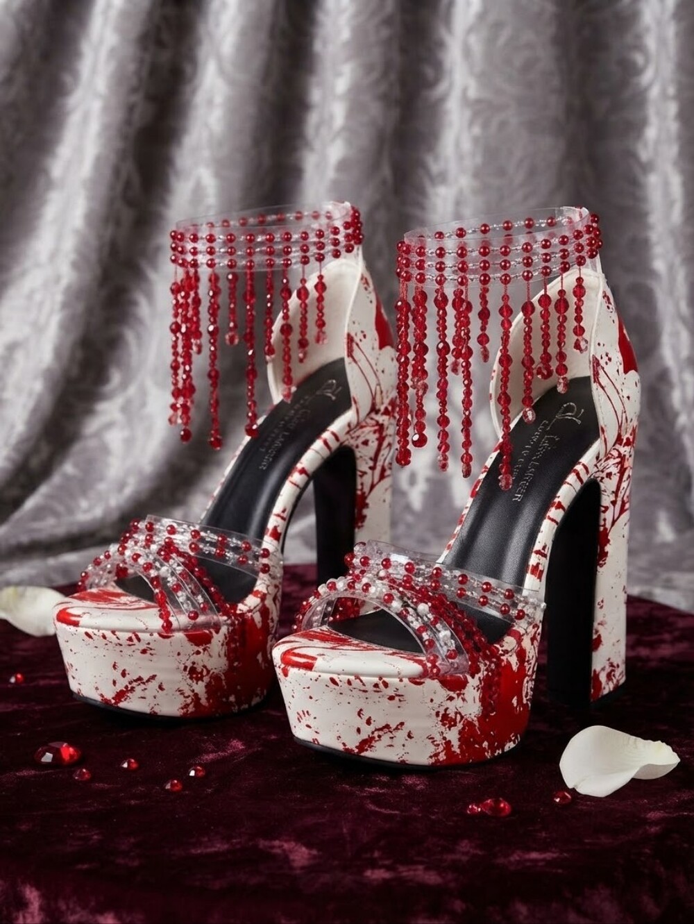 Dolls Kill Scream Queen Holy Revelation Platform Heels Size 10 Blood Splatter